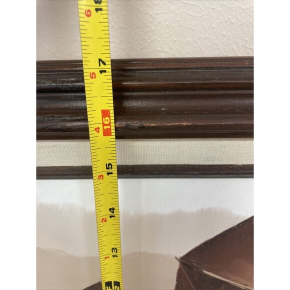 Vintage Original P. Wong Oil on Canvas Framed Chinese Junk Fishing Boats, Signed - Picture 7 of 9